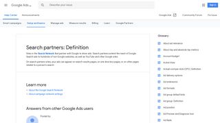 Search partners: Definition - Google Ads Help - Google Support