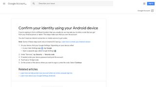 Confirm your identity using your Android device - Google Account Help