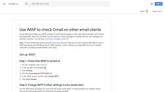 Use IMAP to check Gmail on other email clients ... - Google Support