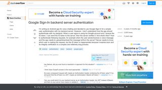 Google Sign-In backend server authentication - Stack Overflow