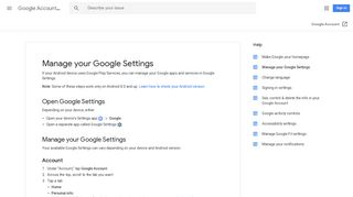 Manage your Google Settings - Google Account Help - Google Support