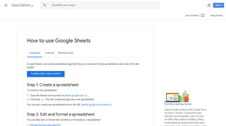 How to use Google Sheets - Computer - Docs Editors Help