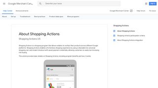 About Shopping Actions - Google Merchant Center Help