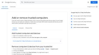 Add or remove trusted computers - Android - Google Account Help
