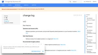 change log | Google My Business API | Google Developers