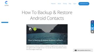 How To Backup & Restore Android Contacts - Covve