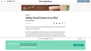 Adding Gmail Contacts to an iPad - The New York Times