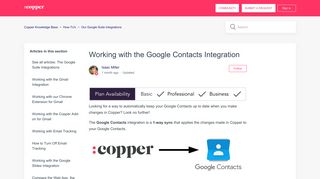 Working with the Google Contacts Integration - Copper Knowledge Base