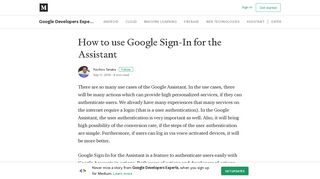 How to use Google Sign-In for the Assistant – Google Developers ...