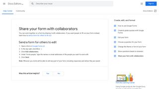 Share your form with collaborators - Docs Editors Help - Google Support
