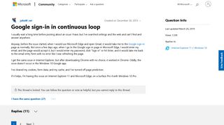Google sign-in in continuous loop - Microsoft Community