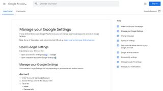 Manage your Google Settings - Google Account Help