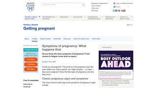 Symptoms of pregnancy: What happens first - Mayo Clinic
