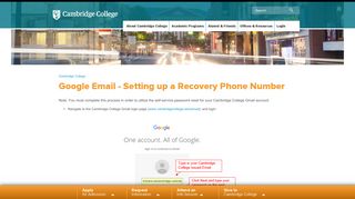 Google Email - Setting up a Recovery Phone Number | Cambridge ...