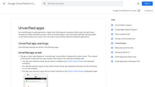 Unverified apps - Google Cloud Platform Console Help