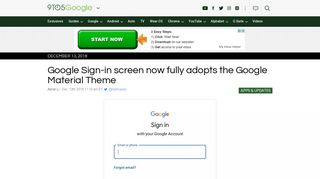 Google Sign-in screen now fully adopts the Google Material Theme ...