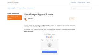 New Google Sign-In Screen – ITS Knowledge Base