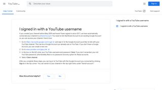 I signed in with a YouTube username - YouTube Help - Google Support