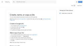 Create, name, or copy a site - Sites Help - Google Support