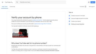 Verify your account by phone - YouTube Help - Google Support