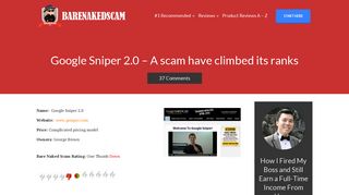 Google Sniper 2.0 - A scam have climbed its ranks - Bare Naked Scam