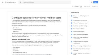 Set options for non-Gmail mailbox users - G Suite ... - Google Support