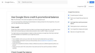 Use Google Store credit & promotional balance - Google Store Help