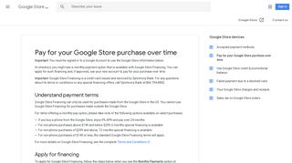 Google Store Financing - Google Support