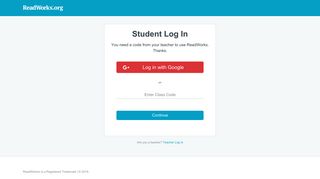 Student Log In - ReadWorks