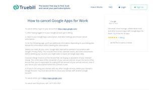 Cancel Google Apps for Work - Truebill