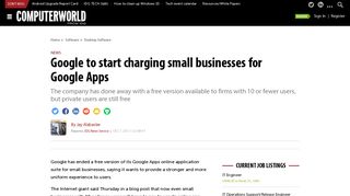 Google to start charging small businesses for Google Apps ...