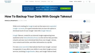 How To Backup Your Data With Google Takeout - Business Insider