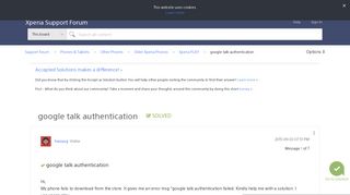 Solved: google talk authentication - Support forum