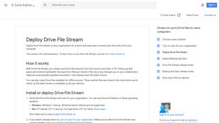 Deploy Drive File Stream - G Suite Admin Help - Google Support