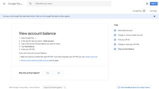 View account balance - Google Pay Help - Google Support
