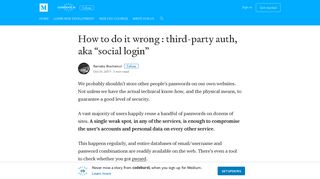 How to do it wrong : third-party auth, aka “social login” - codeburst
