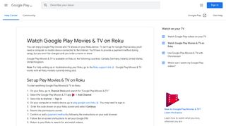 Watch Google Play Movies & TV on Roku - Google Play Help