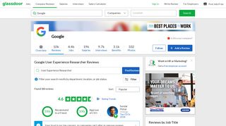 Google User Experience Research Reviews | Glassdoor