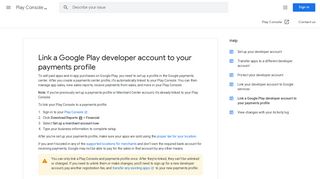 Link a Google Play developer account to your payments profile - Play ...