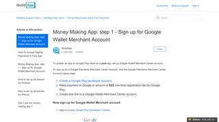 Money Making App: step 1 - Sign up for Google Wallet Merchant Account