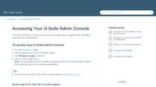 Accessing Your G Suite Admin Console | Help Center | Wix.com