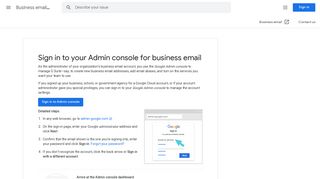 Sign in to your Admin console for business email ... - Google Support