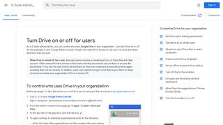 Turn Drive on or off for users - G Suite Admin Help - Google Support