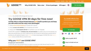 Try GOOSE VPN 30 days for free now! - GOOSE VPN service