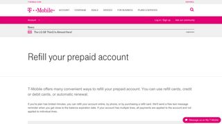 Refill your prepaid account | T-Mobile Support