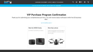 VIP Purchase Program Confirmation - GoPro