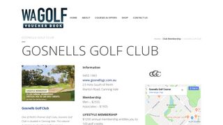 WA GOLF VOUCHER BOOK | Gosnells Golf Club