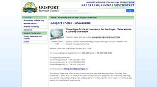 Gosport Choice unavailable - Gosport Borough Council