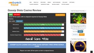 Gossip Slots Casino | Exclusive 30 Free Spins - NoDepositFriend.com