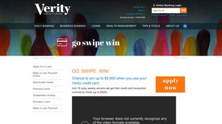Go Swipe Win - Verity Credit Union